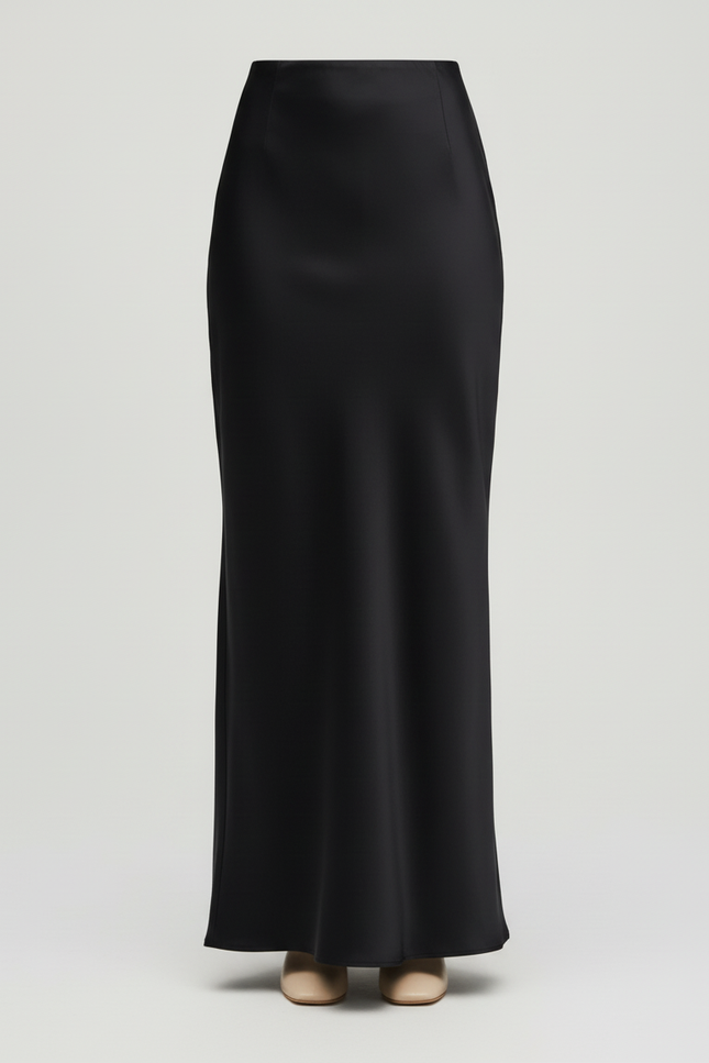 Jupe Crayon Noir Satin