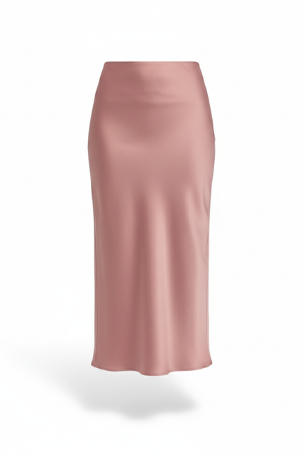 Jupe Satin Rose Fluide Élégante