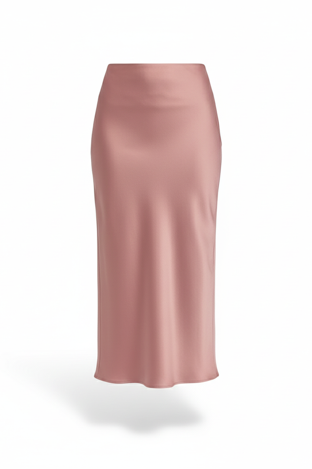 Jupe Satin Rose Fluide Élégante