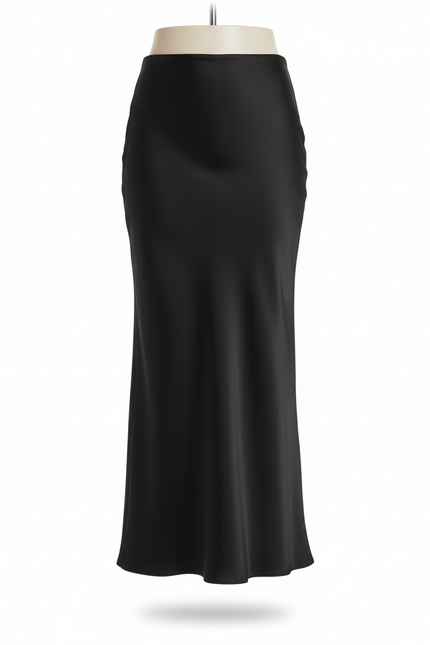 Jupe Midi Satin Noir
