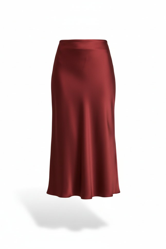 Jupe Satin Rouge Bordeaux