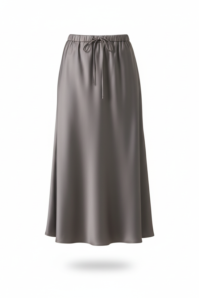Jupe Satin Grise Fluide Élégante