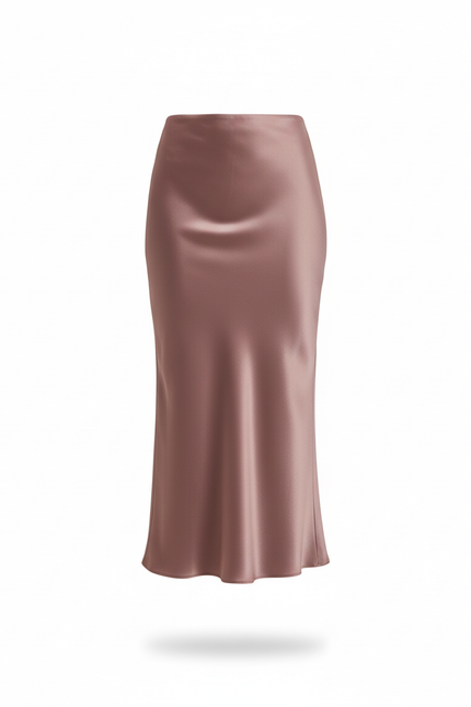 Jupe Satin Rose Poudré Fluide Chic