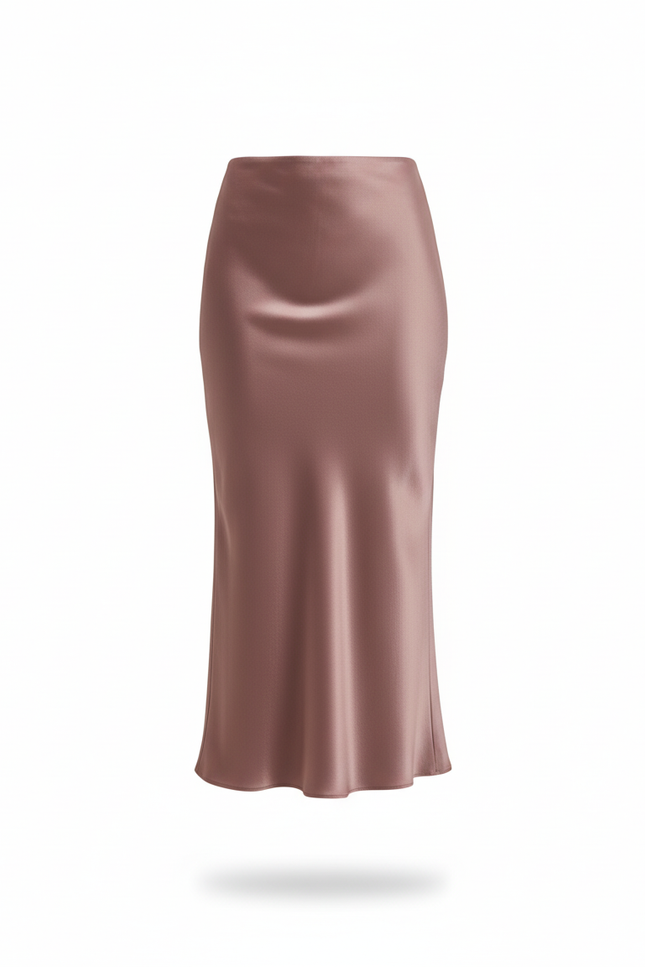 Jupe Satin Rose Poudré Fluide Chic