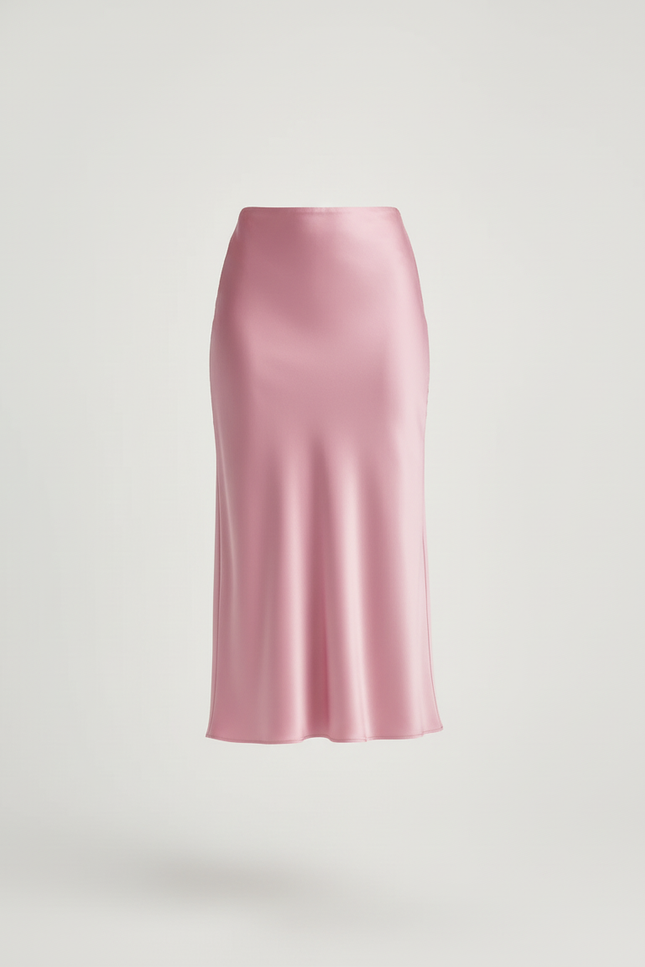 Jupe Satin Rose Fluide Chic