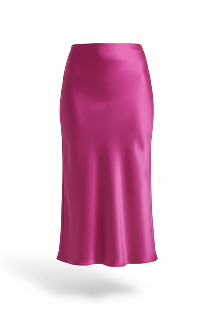 Jupe Satin Fuchsia Fluide Chic