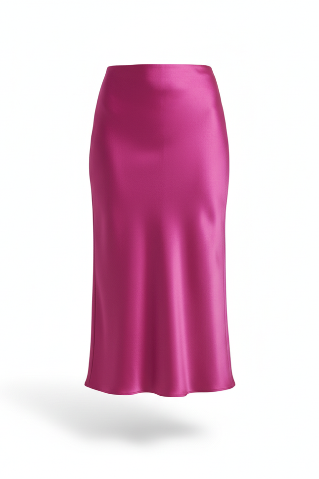 Jupe Satin Fuchsia Fluide Chic
