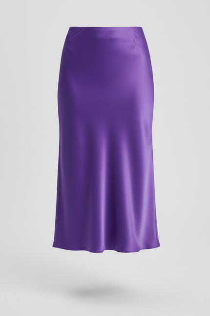 Jupe Satin Violette Longue Élégante