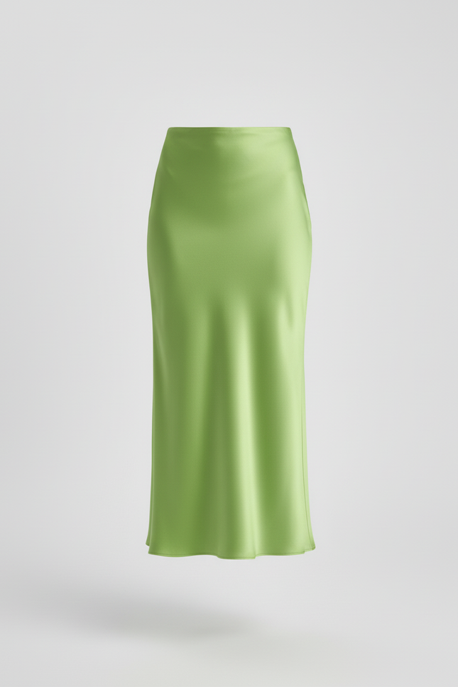 Jupe Satin Verte Fluide Élégante Tendance