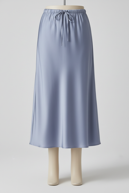 Jupe Satin Bleu Clair Fluide Élégante Lumineuse