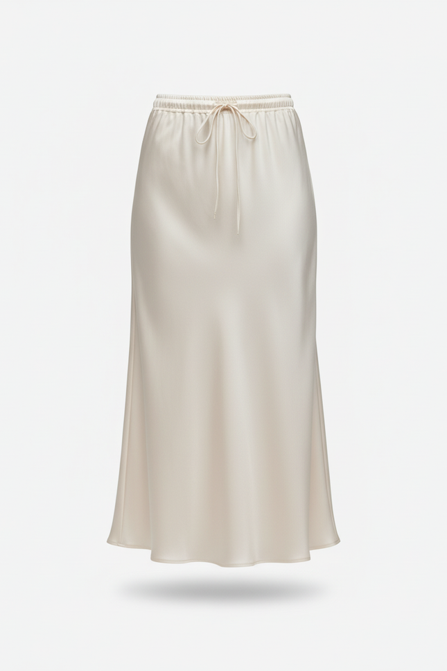 Jupe Évasée Longue Blanche En Satin