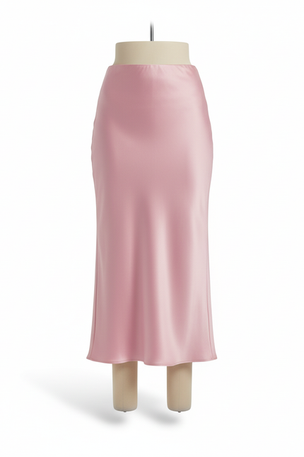 Jupe Satin Rose Pâle Fluide Élégante