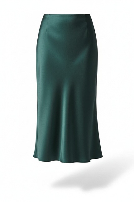 Jupe Satin Verte Émeraude Fluide