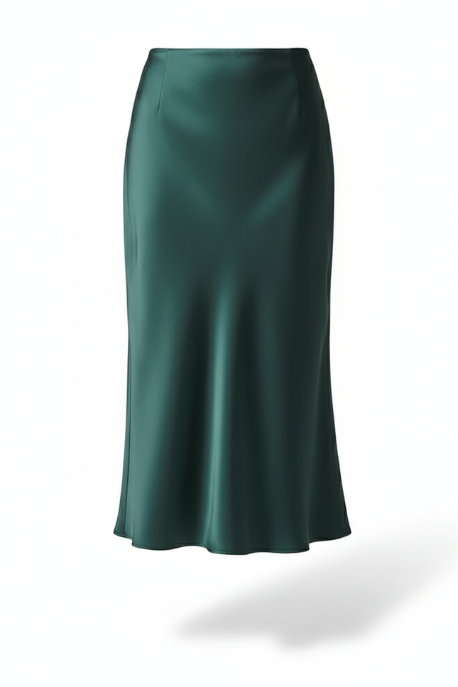 Jupe Satin Verte Émeraude Fluide