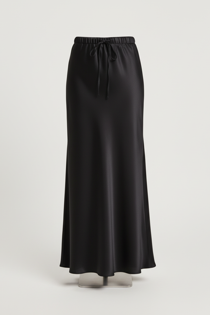 Jupe Satin Noire Longue Élégante