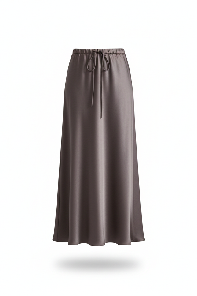 Jupe Longue En Satin Avec Gros Noeud