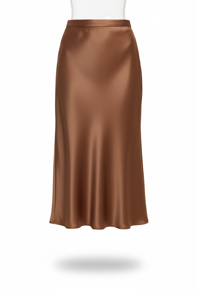 Jupe Satin Bronze Fluide Élégante