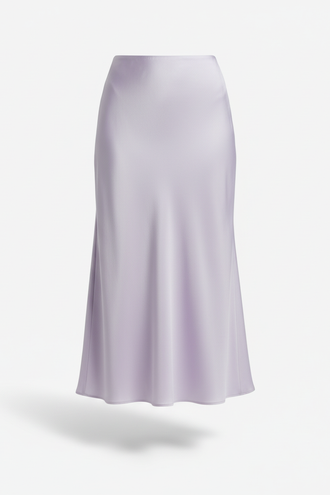 Jupe Satin Lilas Fluide Élégante