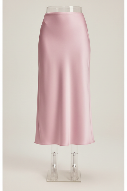 Jupe Satin Rose Pâle Fluide Élégante Romantique