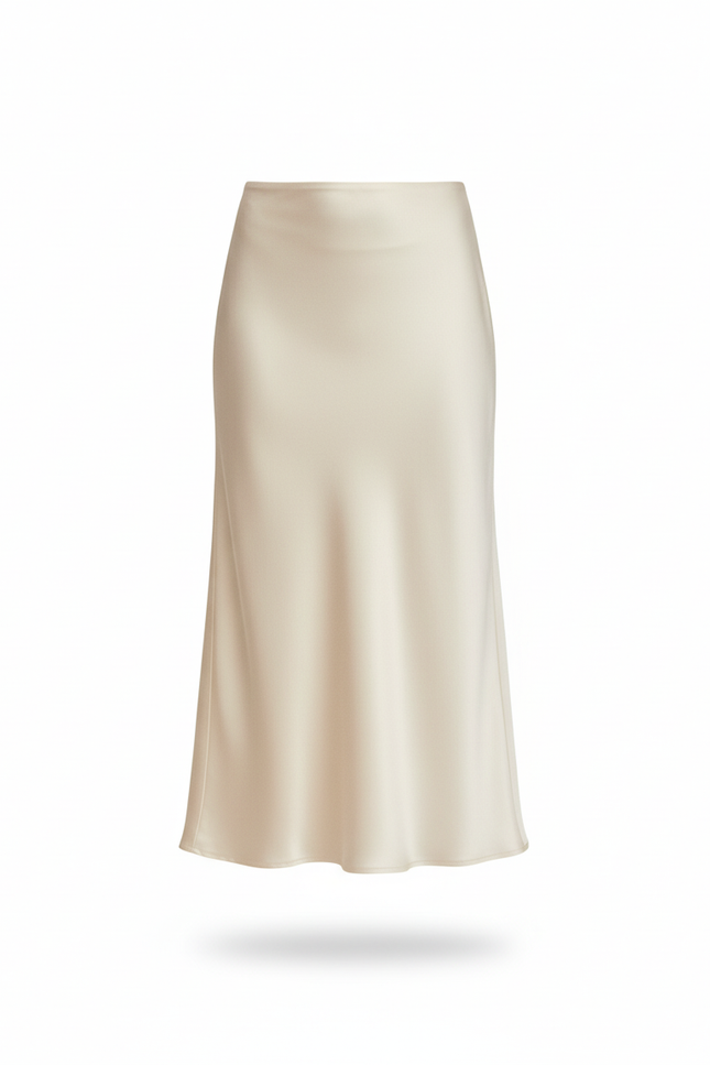 Jupe Satin Crème Fluide Élégante