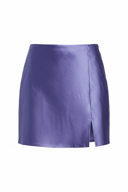 Jupe Satin Violette Fendue Fluide