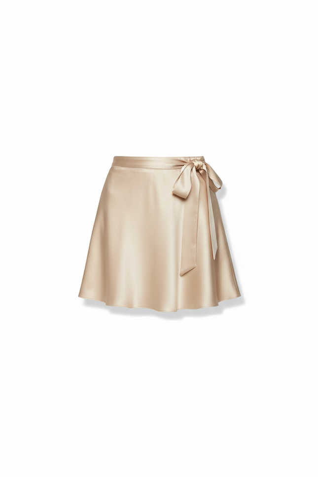 Jupe Satin Beige Nouée Chic