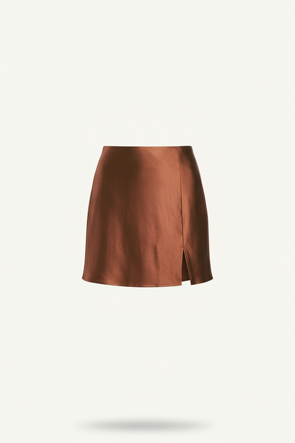 Jupe Trapèze Asymétrique Taille Haute Satin