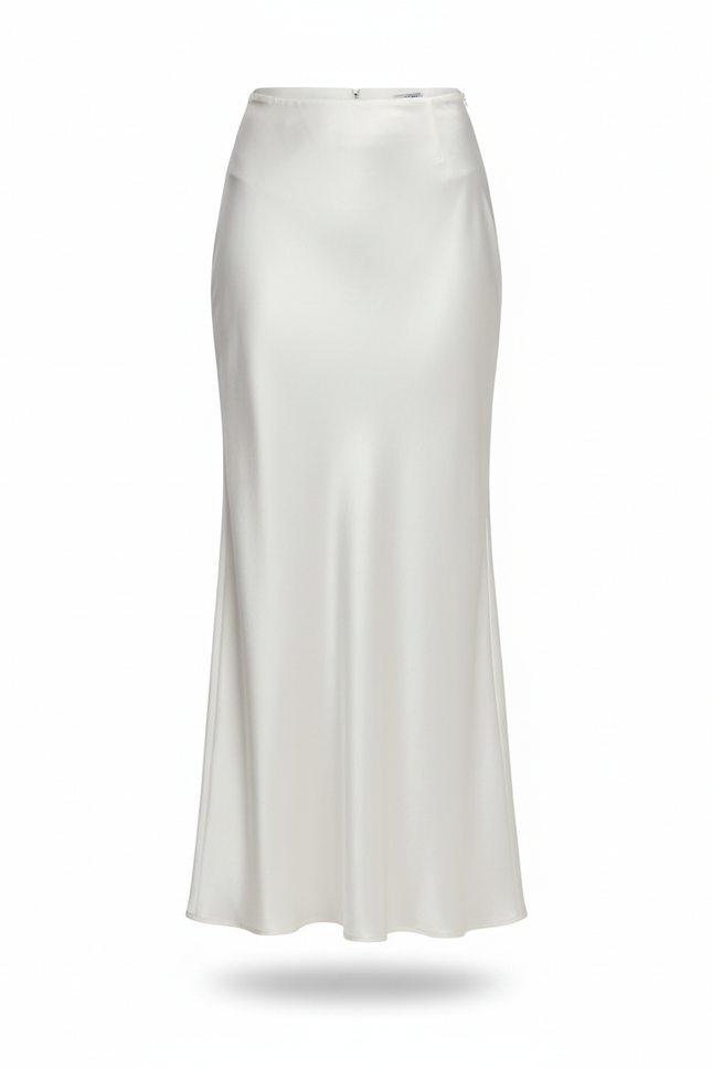 Jupe Satin Blanche Fluide Élégante