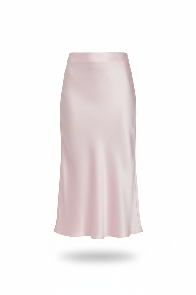 Jupe Satin Rose Pâle Élégante Fluide