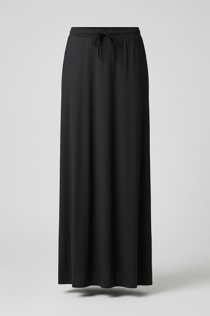 Jupe Satin Noire Longue Élégante Élancée