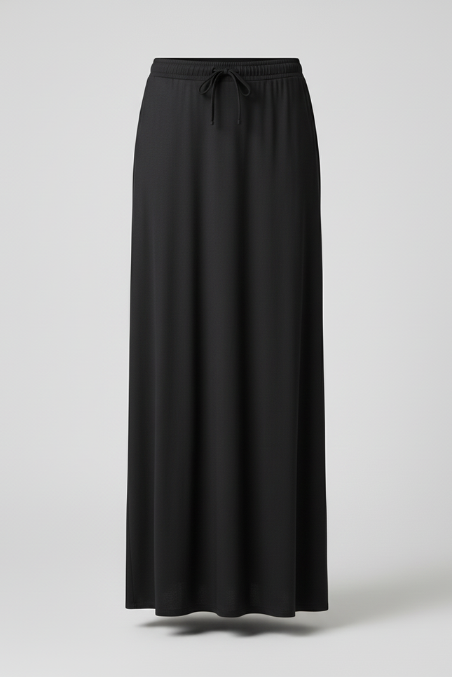 Jupe Satin Noire Longue Élégante Élancée