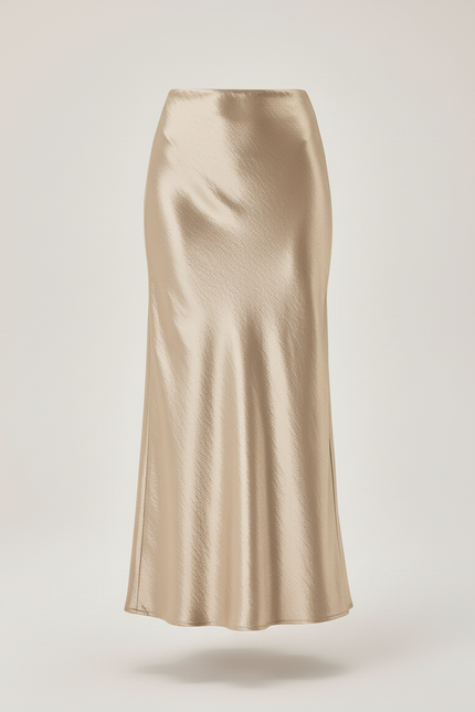 Jupe Satin Dorée Fluide Élégante