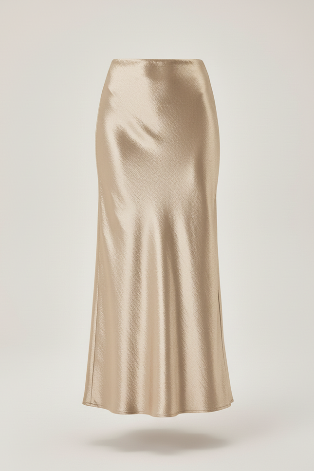 Jupe Satin Dorée Fluide Élégante
