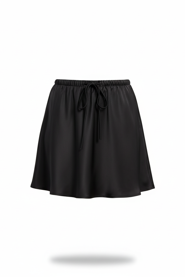 Jupe Satin Noire Mini Fluide