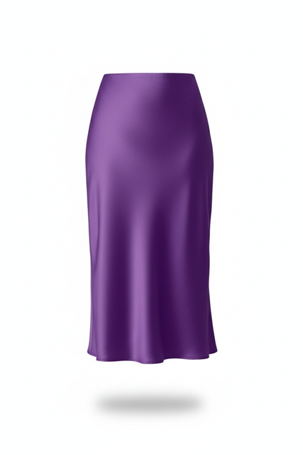 Jupe Satin Violette Fluide Élégante