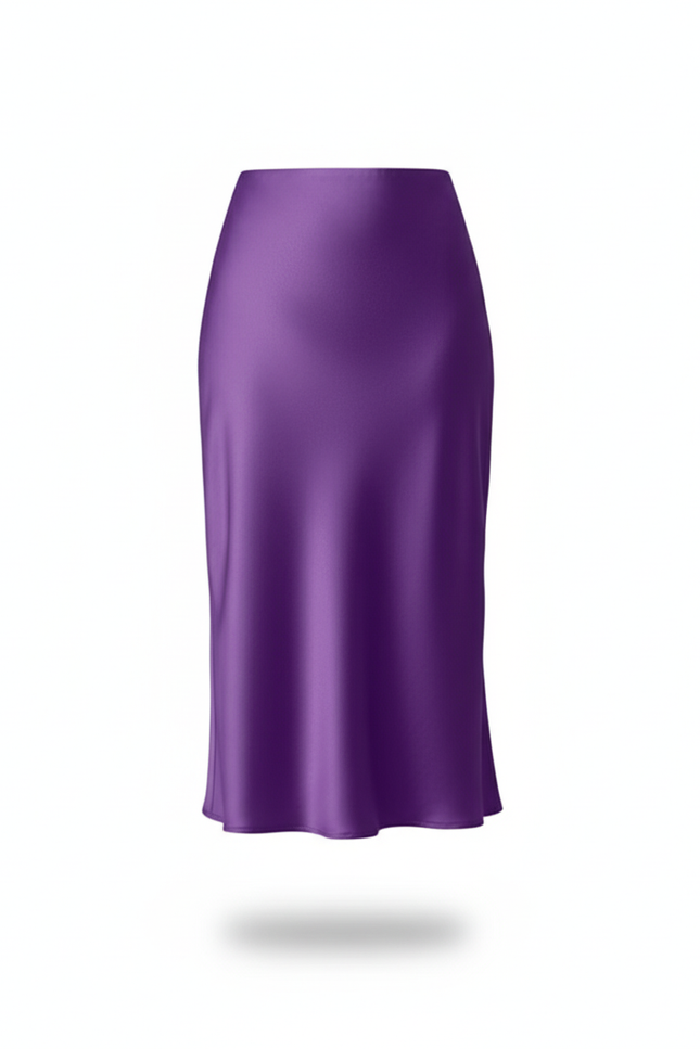 Jupe Satin Violette Fluide Élégante