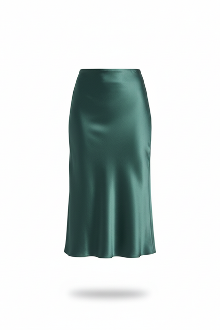Jupe Satin Vert Émeraude Fluide