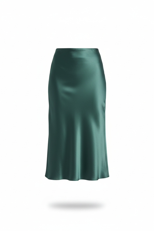 Jupe Satin Vert Émeraude Fluide