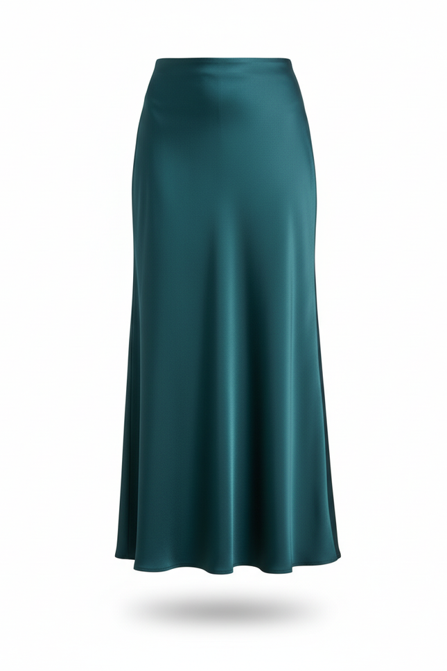 Jupe Satin Longue Vert Émeraude Élégante