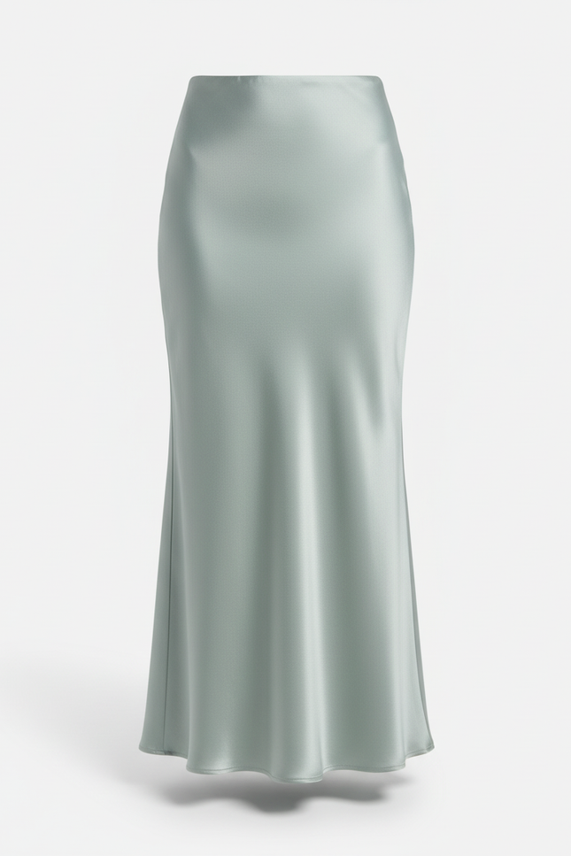 Jupe Satin Menthe Fluide Élégante