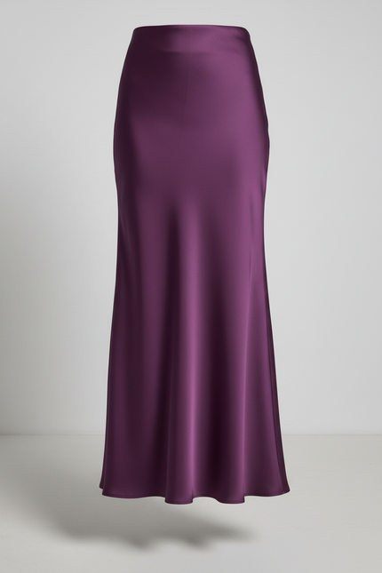 Jupe Satin Longue Violette Élégante