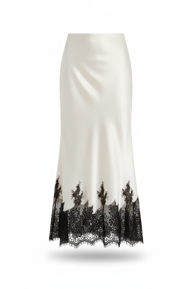 Jupe Longue Satin Et Dentelle