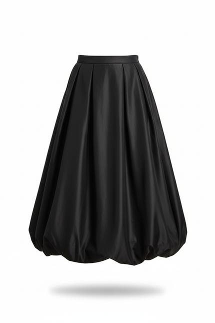 Jupe Satin Noire Bouffante Élégante