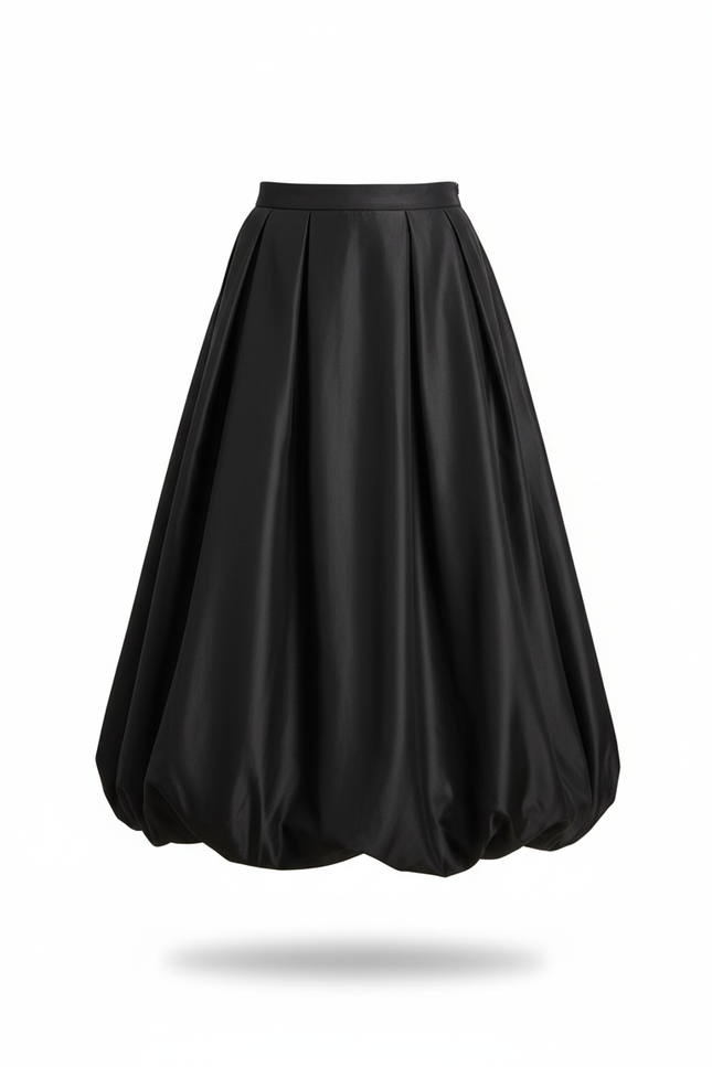 Jupe Satin Noire Bouffante Élégante