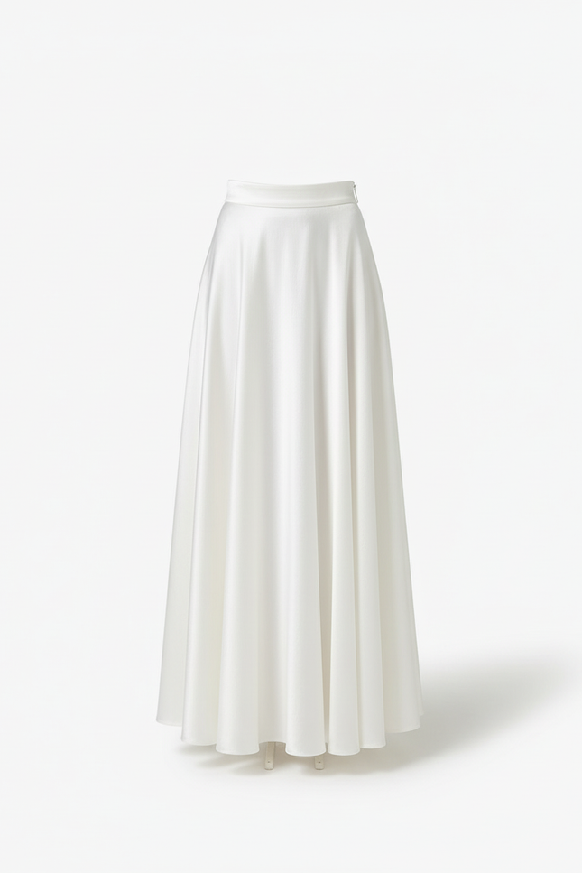 Jupe Corolle En Satin Blanc