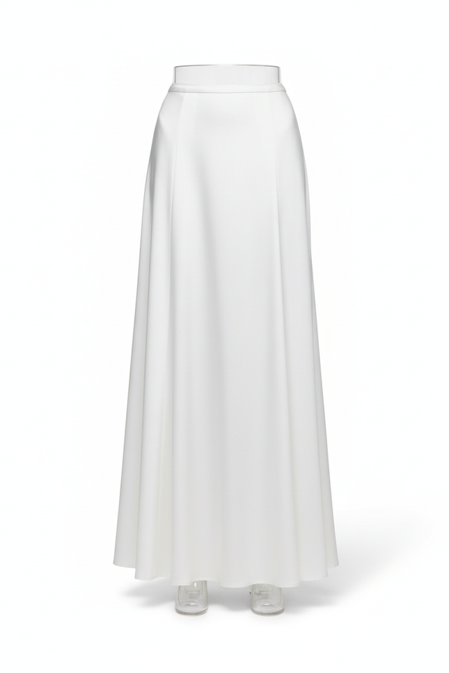 Jupe Satin Blanche Longue Fluide