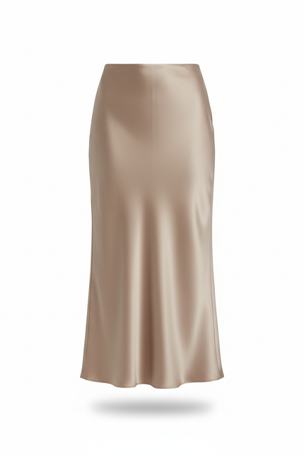 Jupe Midi Satin Beige