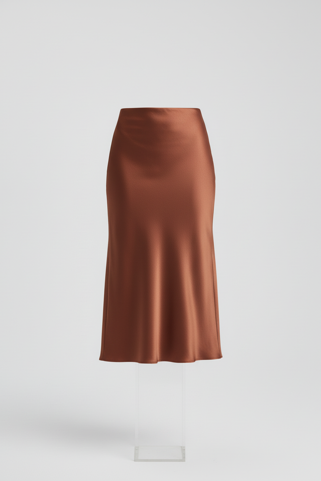 Jupe Longue Satinée Unie Orientale Orange