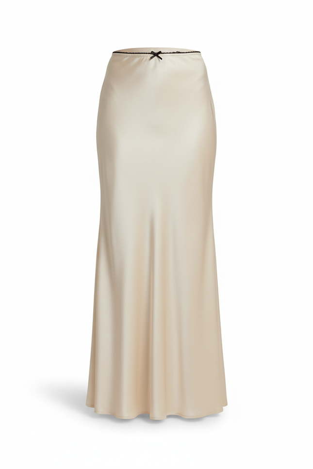 Jupe Satin Crème Fluide Élégante Lumineuse