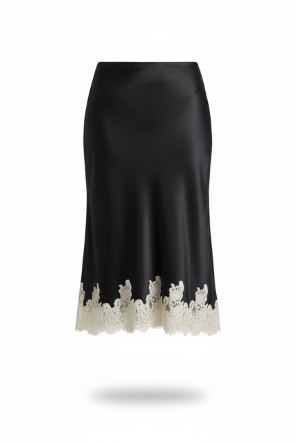 Jupe Noire Satin Dentelle